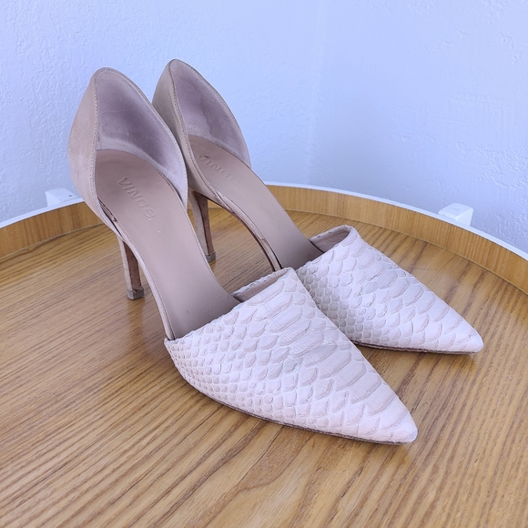 Vince Shoes - Vince Snake Embossed Leather D'orsay Heels